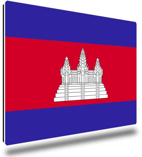 TRIOSK Kühlschrankmagnete Länderflaggen Magnet Flagge Kambodscha Länder Reise Souvenir Geschenk für Reiselustige Frauen Männer Weltenbummler Kühlschrank stark eckig groß 85x55 mm