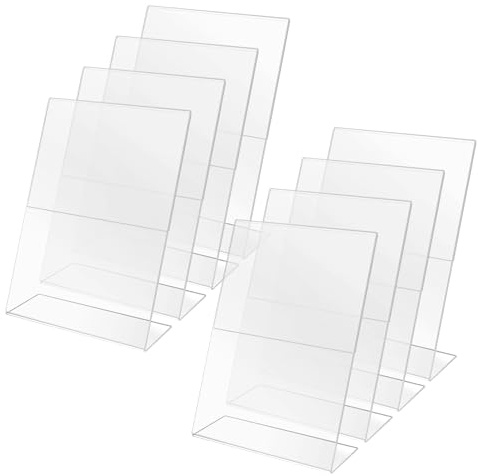 CHUIFAI 8 Stück Acryl Aufsteller A4 Durchsichtig, Transparent Tischaufsteller A4 Schräg, Tisch Werbeaufsteller Schräg Transparente L-Ständer für Speisekarten, Restaurant, Fotos in Cafés