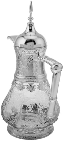 TOYANDONA Pichet à Eau Moyen-oriental 1,6 L en Verre Transparent Bec Verseur Ergonomique Résistance Températures Chaudes et Froides pour Réfrigérateur et Fêtes