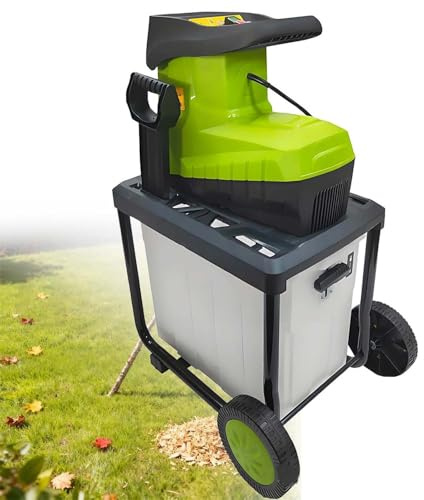 CUTANGELAR Trituradora Eléctrica, 2800W Trituradora De Madera Con Capacidad De Corte 45mm, Caja De Colección 60L, Sist-ema De Protección De Seguridad Y Ruedas Portátiles, Para Cuidado De Césped.