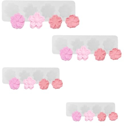 UIEXAY 4 Pezzi Mini Stampi In Silicone Per Resina Fiore, Stampo In Silicone 3D Per Fiori, 3D Stampi In Silicone Per Candele, Per Cioccolatini Caramelle Torte Sapone