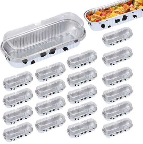 Piccole padelle in alluminio con coperchio, 20 in alluminio con coperchio, 200 ml, pirottini da forno rettangolari, per muffin, antiaderenti, teglie, porta lattine per Bro