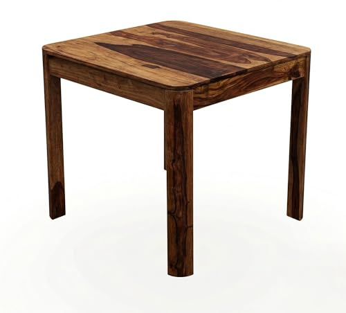 FineBuy Esstisch 80x80 cm Sheesham Massivholz White Wash, Quadratisch | kleiner Esszimmertisch für 4 Personen, Küchentisch aus Echtholz, handgefertigtes Unikat, stabile Beine