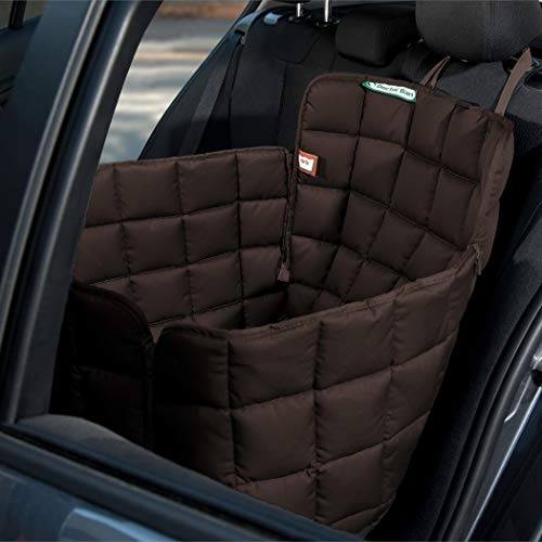 Doctor Bark Hunde 1-Sitz-Autoschondecke für die Rücksitzbank, All-Side Schutz mit Reißverschluss für alle PKWs und SUVs, M in Braun