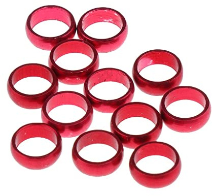 FITYLE 12 Stück Metall Ringe Schaftringe O-Ringe Schutzringe für Dart, Silber/Blau/Rot - Rot