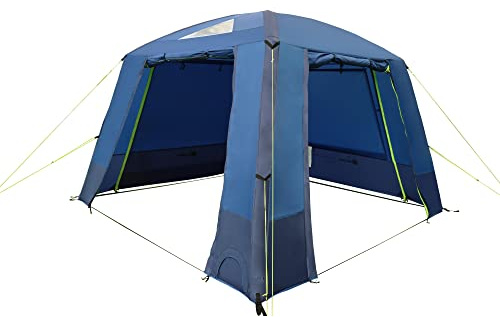 Berghaus 3x3m Inflatable Air Shelter Waterproof Gazebo, Blue | Easy to pitch. 4 zip doors, mesh panels, windows and curtains. Skylight roof panels.