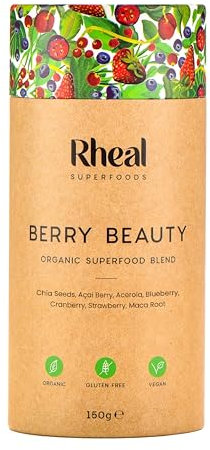 Rheal Berry Beauty, 150g (30 Servings), Organic Beauty Supplement Powder for Women with 7 Superfoods, Source of Vitamin C & Antioxidants, Skin Health & Glowing Complexion, Plant Based