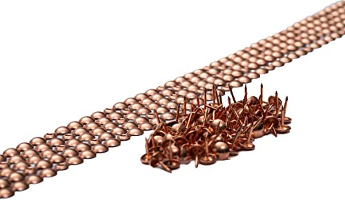 5 bandes de clous tapissier + 100 clous - Lentille Fer - Cuivré - Ø9,5mm - Clous tapissier en bande