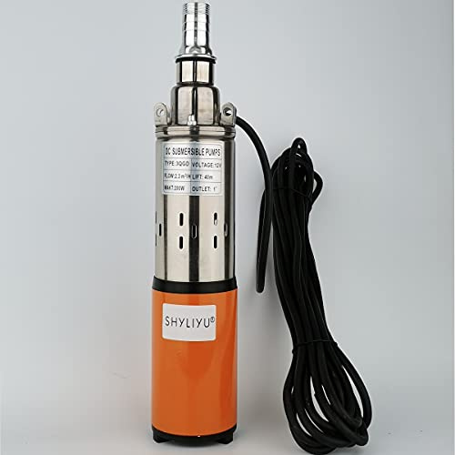 SHYLIYU Tiefbrunnen-Tauchpumpe 12V 200W Solar-Tauchwasserpumpe 2300L / H Brunnenpumpe für Industriehaushalt und Landwirtschaft