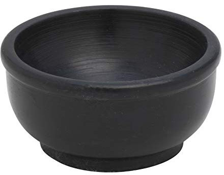 MaMeMi Feuerfeste runde Räucherschale aus Speckstein in SCHWARZ [AUSSEN-Durchmesser 6,5 cm Höhe 3 cm, HANDBEMALT] Schale zum Räuchern auf Kohle