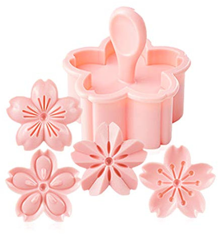 KunmniZ Mooncake Mould 5 Pieces/Set Sakura Cookie Mould Stamp Cookie Cutter Cherry Blossom DIY Environmentally Friendly Practical Home Decor Handmade DIY Art Craft