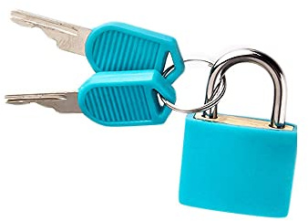 Petit cadenas multicolore en laiton avec 2 clés pour boîte à outils, sac, agenda, bleu clair