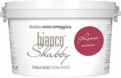 bianco Shabby® Rosso Cina (China Red) Water-Based Chalk Paint for All Surfaces – Extra Matt Finish (2.5 Litres)