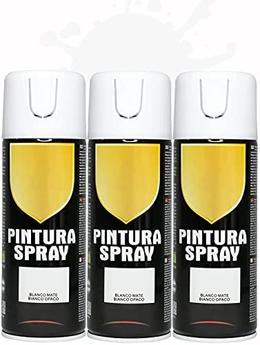 BESCH Pintura Spray 400ml para Metal/Madera/Plástico (Blanco Mate, 400 ml (Paquete de 3)