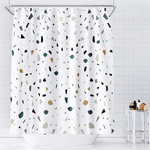 ACELIST Duschvorhang 180 x 200 cm Weiß , Duschvorhang mit Gewicht Unten Duschvorhang Badewanne Wasserdichter, Waschbar, Duschvorhang Polyester mit 12 Duschvorhangringen