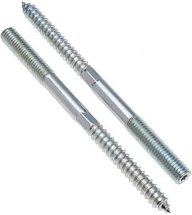 M8x100mm Hanger Bolts, Double Ended Dowel Screws, Wood Screws, Wall Fixing, Zinc Plated Headless Fastener with Hexagon Bit for Wrench, Machine metric bolt and Lag Threaded wood screw (10 Pack)