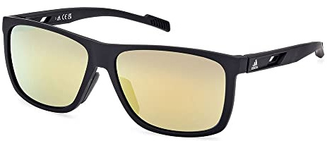 adidas Sport SP0067 Herren Sonnenbrille, Sportliche, Schlanke und Leichte Sonnenbrille, Geometrische Linsenform, Braun Verspiegelte Gläser, Mattschwarz