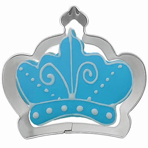 Cortador de galletas en forma de corona de gran tamaño, cortador de galletas de acero inoxidable para reina / rey / príncipe / princesa (modelo 1)
