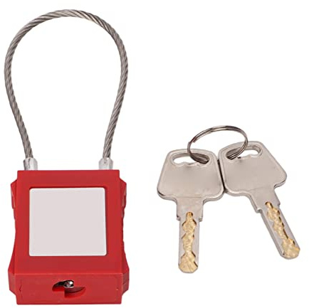 Candado de Bloqueo y Etiquetado, Candados de Cable de Acero con Grillete de 85 Mm con 2 Llaves para Mantenimiento de Equipos para Kits de Bloqueo y Etiquetado Eléctrico (Rojo)