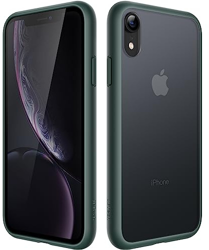 JETech Matt Hülle für iPhone XR 6,1 Zoll, Stoßfest Militärstandard FallSchutz Handyhülle, Mattierte Durchscheinende Rückseite Schutzhülle, Anti-Fingerabdruck (Dunkelgrün)