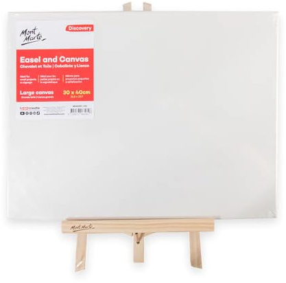 Mont Marte chevalet de table avec toile 30x40cm - chevalet compact en bois de pin - chevalet en bois avec châssis pour peindre