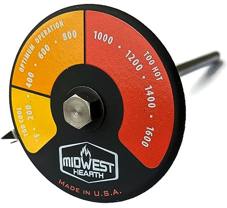 Midwest Hearth Probe Thermometer for Wood Stove with Double Wall Flue Pipe (Made in USA)