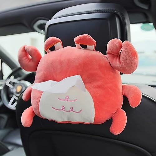 Niedliche Cartoon Krabbe Tissue Box - Taschentuchhalter für Auto und Zuhause, Plüsch Aufbewahrungsbox, Servietten-Spender, Hängende Papier-Halter