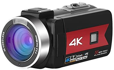 ARTGOS Camcorder de Video Digital 4K for transmisión en Vivo 5 6MP Belleza Light Touch Screen Night Vision WiFi Digital Zoom Cámara for la grabación de Vlog(Standard,K1 Standard)