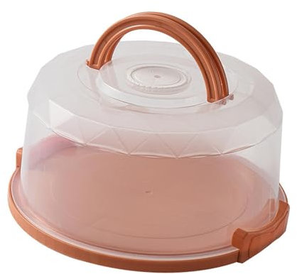 JISADER Portatorte Rotondo da 8 Pollici con Coperchio e Maniglia, Supporto per Torta Multiuso per Il Trasporto, Vassoio portatorta con Coperchio, Arancione