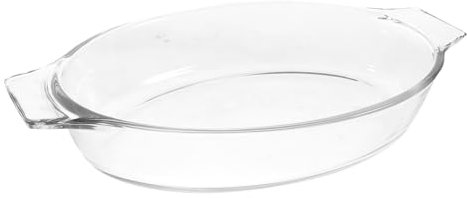 KICHOUSE Fuente para hornear de vidrio de alto borosilicato con fuente para horno con asa Bandeja de hornear con asas plato para hornear con asa tarta Oval