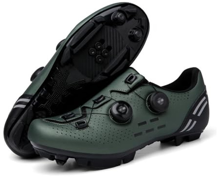 ENEN Chaussure VTT Homme Respirantes, Chaussure Velo VTT Unisexes, Semelle Dure Chaussures de Cyclisme en Extérieur & Intérieur, Verrouillage 2 Trous, Différentes Couleurs Disponibles