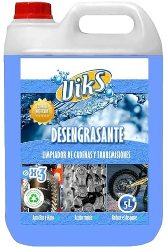 Viks | Desengrasante Limpiador de Cadenas y Transmisiones | Desengrasante Cadena Bicicleta | Biodegradable | Limpiador Cadena Moto | Limpia y elimina la suciedad acumulada sin daño | 5 L