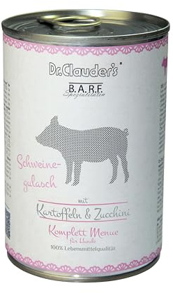 Dr. Clauder's | Cibo umido per cani | Cibo Barf | 6 x 400 gr | Vari sapori | (6x400 Gr, Stufato di maiale)