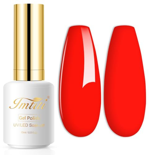 Imtiti Rot UV Nagellack, 15ML Helle Rot UV Gel Nagellack Soak Off Led Gel Nail Polish Frühling Sommer DIY Nagel Kunst Starter Maniküre Salon