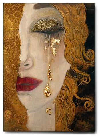 Giallobus - Gemälde - Gustav Klimt - Goldene Tränen - Leinwand mit Standardrahmen - 100L x 140l cm - Bereit zum Aufhängen - Moderne Gemälde