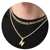 Kette Mit Buchstaben,Buchstaben Kette,Halskette Herren,Kette Edelstahl, Kette Jungs,Kette Herren Gold, Ketten für Jungen,Initial Necklace,Chain Letter,Kette Buchstabe N