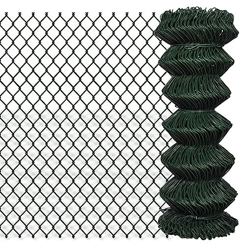 Juroupi Chain Link Fence Steel 1x25 m Green,Chain Link Fence,Garden Fencing,Chain Link Fencing,Garden Fencing Barrier-140349