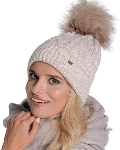 Alur Mütze Damen Beanie Wintermütze Strickmütze mit Bommel - Warme Elastisch Elegant Winter Mütze EKO Bommelmütze - Weiches Garn Stilvoll Universell Warm