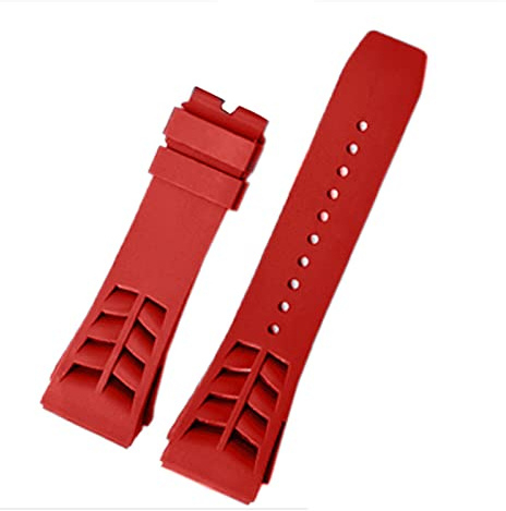 JUANZD Gummiarmband Kompatibel mit Rich-ARD Mille Uhr Armband Armbanduhren Band Herren Watch Strap Faltenschnalle(Red no buckle)