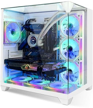 SYSTEMTREFF High-End Gaming PC weiß AMD Ryzen 7 9800X3D 8x5.2GHz | AMD Radeon RX 9070 XT 16GB DX12 | 1TB M.2 NVMe | 32GB DDR5 RAM | Windows 11 | Desktop Computer Rechner für Gamer, Zocker & Streamer