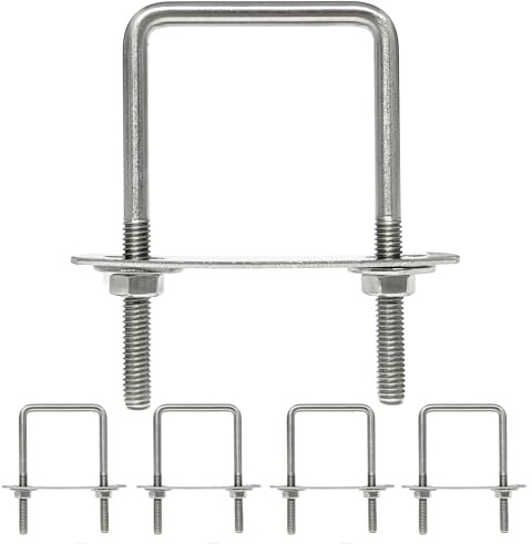 duoyif Pernos en U 45 mm x 80 mm 5 Piezas M6 U-bolt, Pernos en U Cuadrado de Acero Inoxidable 304 con Tuercas Marco Arandelas, Tornillo En U Para Fijación de Tubería y Industriale (M6-45x80mm)