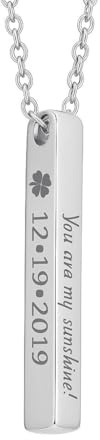 Generico Collana Unisex Personalizzabile con Incisione – Ciondolo Rettangolare in Acciaio Inossidabile – Frasi Motivazionali o Testo a Scelta – Colori Oro, Argento, Oro Rosa, Nero (Argento)