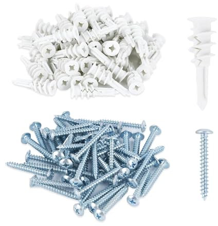 MANICAF 60 Stück Dämmstoffdübel, 41mm Dübel Set, Dübel für Dämmung, Selbstbohrender Rigipsdübel, Hohlraumdübel Trockenbau Dübel Zur Gipsbauplatten (30 Stück Fassadendübel, 30 Stück Schrauben)