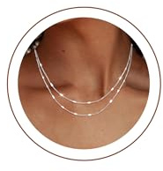 Maynor 2 Stück Halskette Damen Silber 925 Silberkette Damen 925 ohne Anhänger Sterling Silber für Stapelbar Hängend Anhänger Wasser Wellen Kette Frauen Schmuck 38CM/42CM