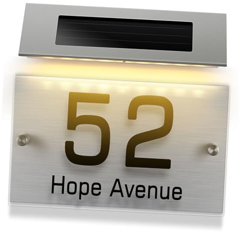 HOUDERCO Solar Doorplate Lamp 18 Led Two-color Lights Outdoor Solar House Number Sign Light for Exterior Wall Display