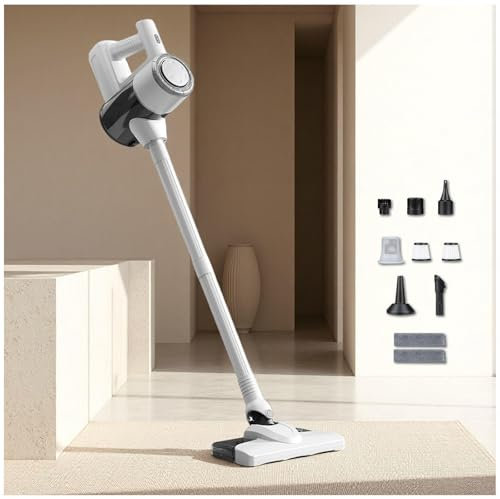 MeLtor Lava E Aspira Pavimenti 5 in 1 Portatile, 400ml Serbatoio, Scopa Elettrica Lava E Aspira Leggero Versatile Scopa a Vapore Senza Fili per Pavimenti, Tappeti, Capelli di Animali,White