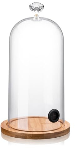USEEKRIL Plastic Bar Smoking Cloche Infuser for Cocktails Drinks Food With Bamboo Base,Plastic Cloche Dome for Smoker Gun,Smoking Accessories for Bar Bartending