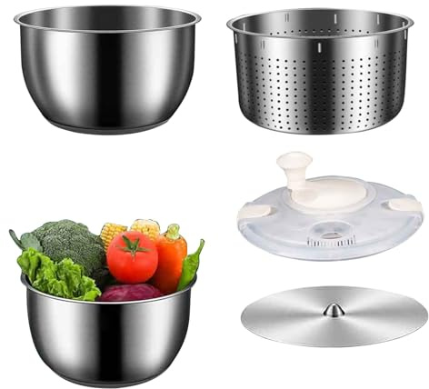 SHJDBF Essoreuse à salade en acier inoxydable avec égouttoir pour légumes, cuisine, restaurant