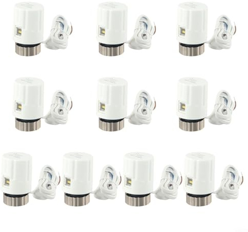 Distributore di acqua per riscaldamento a pavimento, 10 pezzi, valvole attuatore elettrico normalmente aperte 230 V M30 x 1,5, bianco