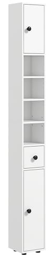 kleankin Badezimmerschrank schmal für kleine Räume 20 x 20 x 180 cm Weiß